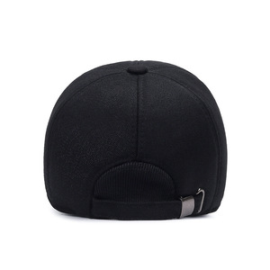 Baseball Cap Warm Winter Hat For Men Elderly Keep Warm Twill Fabric Black Gray Coffee Dark Gray - Product Image 4