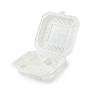 Caja de Alimentos Desechable Reciclable Blanca de 20.3X20.3Cm para Restaurante de Hot Dogs, Caja de Alimentos para Llevar Hecha de Almidón de Maíz - Product Image 3