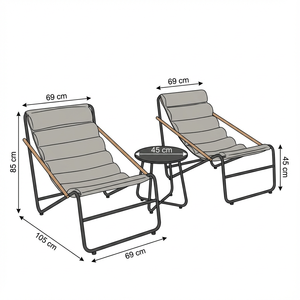 Juego de Bistró Moderno de 3 Piezas de <span class=keywords><strong>Metal</strong></span> con Recubrimiento en Polvo, Muebles de Exterior Impermeables y Ecológicos para Apartamento, Patio, Balcón - Product Image 6
