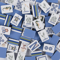 Koleksi Sky Blue Coastal Paradise American Mahjong Tile 160 Desain Unik Inovatif Ubin Mahjong Biru Akrilik 4-Lapisan