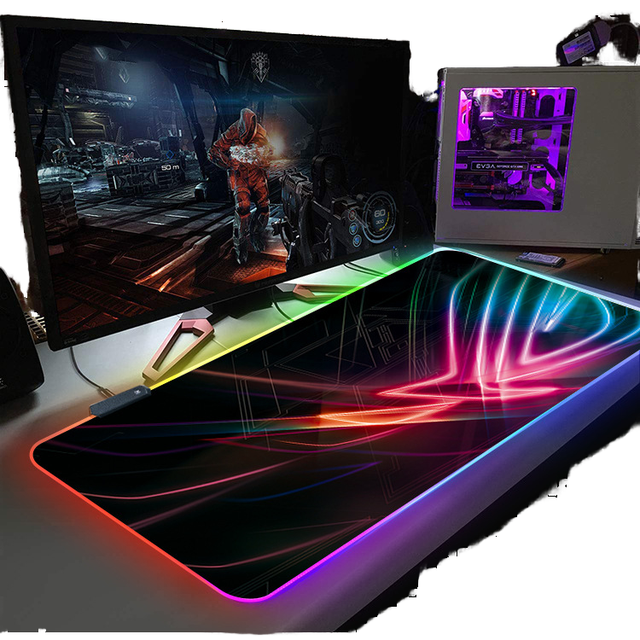 RGB Illuminated Gaming Mouse Pad Anti-Slip Waterproof Soft Rubber with Customizable Patterns in Stock 800x300mm