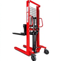 Chariot élévateur manuel hydraulique compact pour entrepôt, plateforme de levage légère avec fourches de 900 mm et levée de 1200 mm pour la manutention d'outils