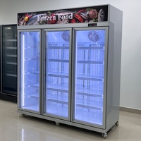 Réfrigérateur commercial encastrable à affichage, sans givre, à refroidissement par air, 3 portes, pour boissons et bouteilles d'eau, prêt à l'emploi