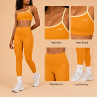 Ensemble de yoga 2 pièces pour femme avec logo personnalisé, leggings taille haute et brassière de sport, tenue de fitness, gym, pilates et entraînement