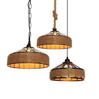 Lustre LED moderne au design simple pour salon, hôtel, restaurant, avec suspension en corde de chanvre