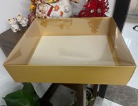 Boîte de présentation dorée avec couvercle transparent, grande boîte pliable en carton doré pour cadeaux, souvenirs, pâtisseries, snacks, traiteur