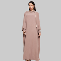Robe abaya longue à manches longues rose sale vert olive Col châle Design Tassel Accents Style drapé Pleine longueur Coupe ample