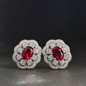 Usine Bas <span class=keywords><strong>Prix</strong></span> Style Européen 18K Plaqué Or 925 <span class=keywords><strong>Argent</strong></span> Rouge Rubis <span class=keywords><strong>Pierre</strong></span> Semi-Précieuse Boucle <span class=keywords><strong>D</strong></span>'oreille - Product Image 2