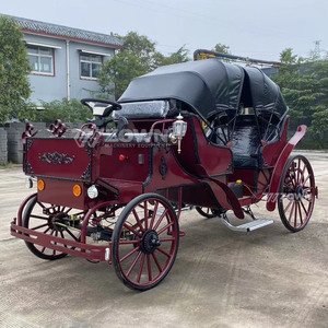 Carruaje de Caballos Personalizado de Color Rojo para Bodas con Toldo, Vagoneta Turística, Carruaje Real Eléctrico de Caballos en Venta - Product Image 2