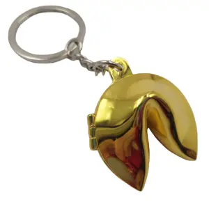 Chất lượng cao món quà cưới phụ kiện thời trang 3D kim loại may mắn Fortune Cookie Keychain