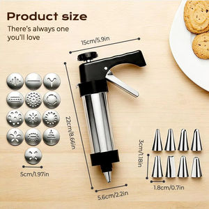 Stainless Steel Eco-Friendly 8+13 Pieces Cookies Press <b>Biscuit</b> Gun <b>Kit</b> <b>Decorating</b> Nozzle Melted Bean Baking Gun LM LM25551 - Product Image 3