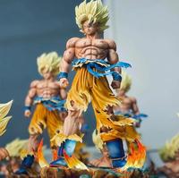 Figura de Anime de 35 cm, Figura de Manga de Dibujos Animados DRAGON BAL, Cabezas Intercambiables, Base con Luces LED, Super Saiyan Goku 2.0, Figura de PVC, Juguetes de Anime, Regalo