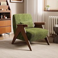 Canapé individuel vert rétro nordique en chenille, style décontracté, bois massif, luxe léger, meubles de salon