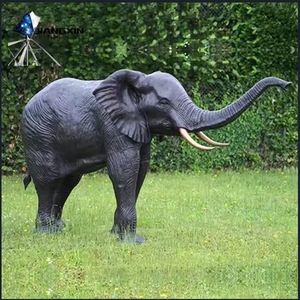 Statue d'éléphant en bronze-Éléphant en bronze avec tronc surélevé pour jardins sur le thème du safari (<span class=keywords><strong>centre</strong></span> <span class=keywords><strong>de</strong></span> <span class=keywords><strong>table</strong></span> extérieur <span class=keywords><strong>de</strong></span> luxe) - Product Image 5