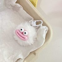 Porte-clés amusant en forme de boule de fourrure, pendentif bouche de saucisse moche pour les couples, les étudiants, en métal durable, plastique, matériaux PU, idéal pour les sacs
