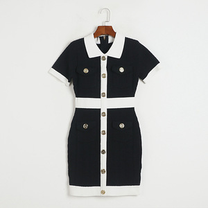 Nouvelle Robe d'été 2026 pour Femme, Texturée, à Manches Courtes, Col Rabattu, Tricotée, Coupe Moulante - Product Image 5