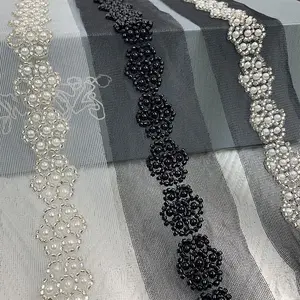 2CM Tube Bead Pure Hand-studded Beaded DIY Clothes Neckline Pocket Edging Lace Accessories