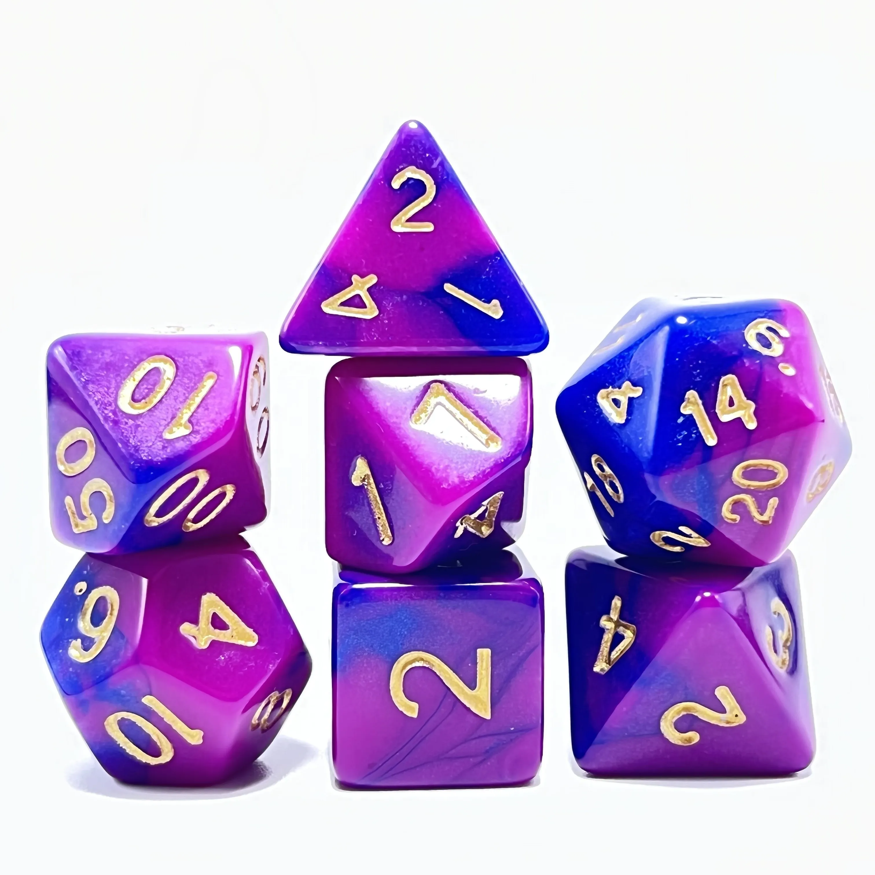 7pcs 16mm Two Color Acrylic Dice - D10 Polyhedral Dice