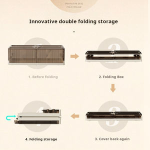 집 침대 아래 보관 용기 옷 신발 용기 플라스틱 접이식 언더 베드 수납 용 바퀴 - Product Image 3