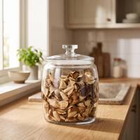 Toples Penyimpanan Kaca Tebal Tutup Kedap Udara Mulut Lebar 1.3L Wadah Makanan Anti Lembab untuk Teh Kopi