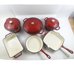 Ensemble de casseroles en <span class=keywords><strong>fonte</strong></span> <span class=keywords><strong>émaillée</strong></span> : <span class=keywords><strong>fonte</strong></span> de qualité supérieure, multi-pièces pour braiser, frire, servir avec style - Product Image 3