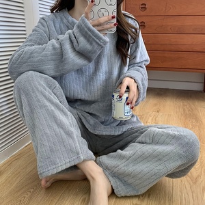 Ensemble de <span class=keywords><strong>pyjama</strong></span> pour femmes TKS, automne-hiver, manches longues, col rond, pull, pantalon large, <span class=keywords><strong>pyjama</strong></span> en molleton chaud <span class=keywords><strong>d</strong></span>écontracté pour femmes - Product Image 3