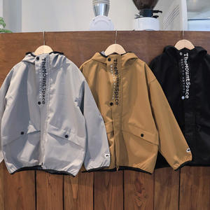 <span class=keywords><strong>Veste</strong></span> d'extérieur chaude pour enfants, coupe-vent en polaire et nylon, couleur terre, avec fermeture éclair et capuche, pour garçons, collection automne, personnalisable OEM - Product Image 3