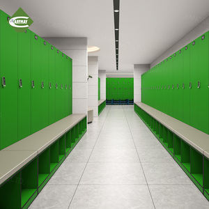 <span class=keywords><strong>Casier</strong></span> de rangement HPL personnalisable Cartmay avec compartiments, vestiaire de gym, spa, vestiaire de fitness avec bancs, serrure électronique - Product Image 1