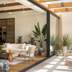 Porte coulissante moderne en alliage d'aluminium résistant aux ouragans, double vitrage en verre trempé, isolation thermique et phonique, pour jardin intérieur - Product Image 6