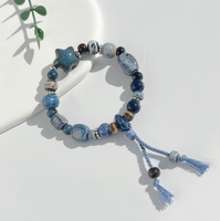JINGDEZHEN-Bracelet en céramique bleu ciel étoilé, nouveau bijou étudiant de style chinois, bracelet en céramique, bijoux cadeau étudiant