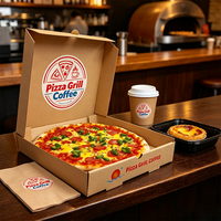 Boîte à pizza en kraft recyclable personnalisée avec logo, prix abordable, fermeture à rabat, 12, 14, 16 pouces, pour livraison de repas, imprimée