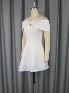 Robe de mariée blanche à sequins et nœud, coupe trapèze, ajourée, style tube, pour demoiselles <span class=keywords><strong>d</strong></span>'<span class=keywords><strong>honneur</strong></span> - Product Image 5
