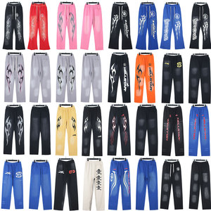 Pantaloni Sportivi Hell Star Versione Premium in Puro Cotone Terry, Pantaloni Dritti Lunghi Casual e Comodi per <span class=keywords><strong>Uomo</strong></span> e Donna, Stile Streetwear Autunnale - Product Image 1