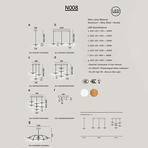 Lámpara Colgante Moderna Decorativa de Vidrio Blanco con LED, Aleación de Aluminio, Luz Cálida de 3000K, Garantía de 2 Años, para Sala de Estar - Product Image 5