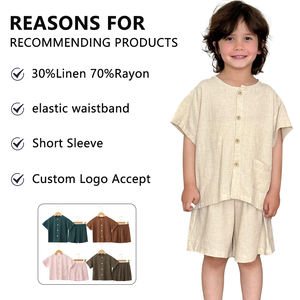 ชุดเสื้อผ้าเด็กแบบถักสองชิ้นสำหรับเด็กดีไซน์แบรนด์ของคุณเองชุดเสื้อผ้าสำหรับเด็กคอแบบยืดหยุ่นสายรัดเอวสีไอซิ่ง - Product Image 2