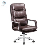 Chaise de bureau de direction en cuir noir à dossier haut, accoudoirs fixes, ergonomique, base classique en acier, base 5 étoiles, roulettes, rotation et réglage en hauteur