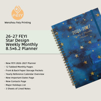 Carnet à spirale A5 rigide 2026 avec logo personnalisé, onglets alphabétiques et bande élastique pour l'école, les études et le bureau