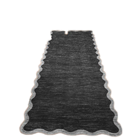 Karpet GarveeHome Scalloped Washable Faux Wool Low Pile Runner Rug 2x6 Anti Selip Tahan Noda Lembut Desain Modern Farmhouse