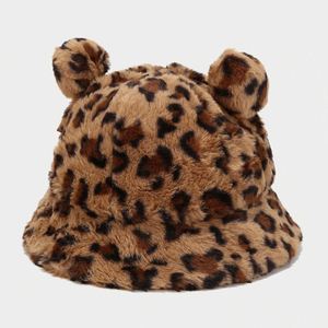 Winter Leopard Soft Velvet Furry Fisherman Cap Women Outdoor Warm <b>Hat</b> Soft Velvet Furry Faux Fur Fluffy Bucket <b>Hats</b> - Product Image 5