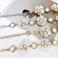 Perhiasan Fashion Rantai Tubuh Desain Bunga Mewah Ringan Berhiaskan Rhinestone dan Mutiara Logam Rantai Pinggang Elegan untuk Wanita