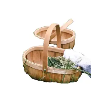 Cina fornitori Stencil oblungo Stencil staio di legno regalo piccolo rotondo salice tessuto di paglia di frutta cesto di rattan portatile di bambù