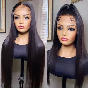 BoruiHair silky straight invisible cheap human humain hair non blend silktop full lace front wig with baby hair