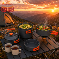 Ensemble de cuisine de camping pliable portable, revêtement antiadhésif, casserole et poêle en aluminium anodisé dur, style moderne, cuisson en plein air toutes saisons