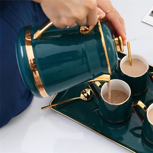 Hot Royal British Gilding Kitchen Accessories Porcelain Marble Green Water <b>Set</b> Coffee <b>Tea</b> <b>Sets</b> - Product Image 3
