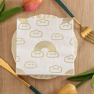 New cross-border creative cloud hot stamping printed napkin, golden rainbow bridge cloud tissue <b>paper</b>, disposable napkin - Product Image 3