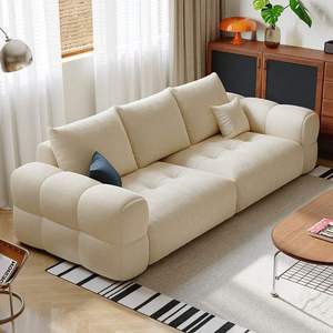 Sofá Moderno de 3 Plazas Tapizado con Diseño Tufted, Estructura de Madera de Pino, Relleno de Esponja, Mueble para Sala de Estar, Apartamento u Hotel - Product Image 2