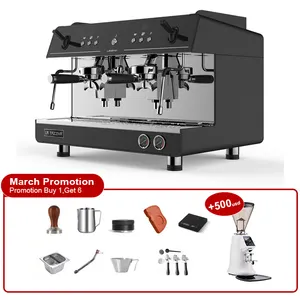 カフェ用の新しいデザインの商用コーヒーマシン、カプチーノ蒸気と温水を備えたレストランの銅ボイラーマシンコーヒー