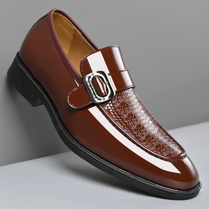 Mocassins en cuir verni pour hommes, à bout pointu, avec boucle, chaussures de bureau habillées, toutes saisons, couleur unie, tendance mode - Product Image 5