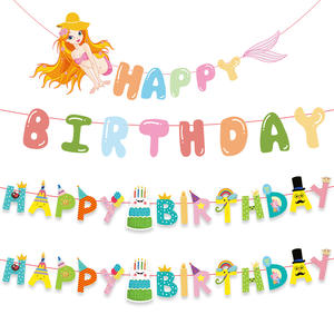 Guirnalda de Feliz Cumpleaños de Sirena, Decoración de Fiesta Temática del Océano para Niños, Fondo para Fiesta de Cumpleaños - Product Image 1