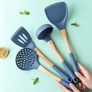 Nordic Silicone Kitchen Cooking Utensil Set Soup Scoop Spatula Ladle Non-Stick Slotted Turner Paster Server Cookware Tools